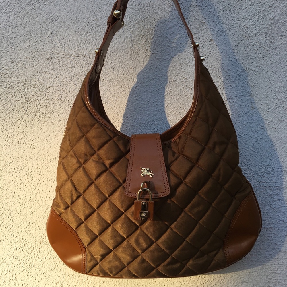Brown Burberry Quilted Hobo Bag